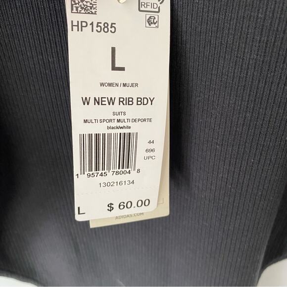 Adidas Black Rib Black Bodysuit NWTS size Large - Picture 8 of 11